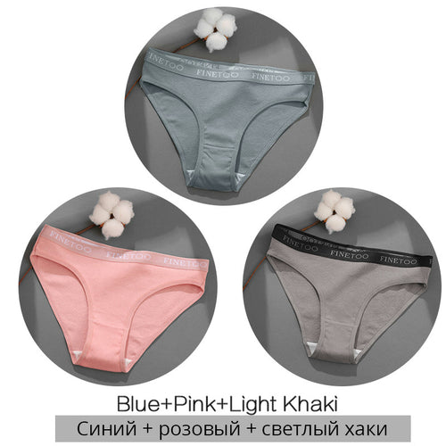 3 Pieces Set Of Women's Underwear Cotton Sexy Panties