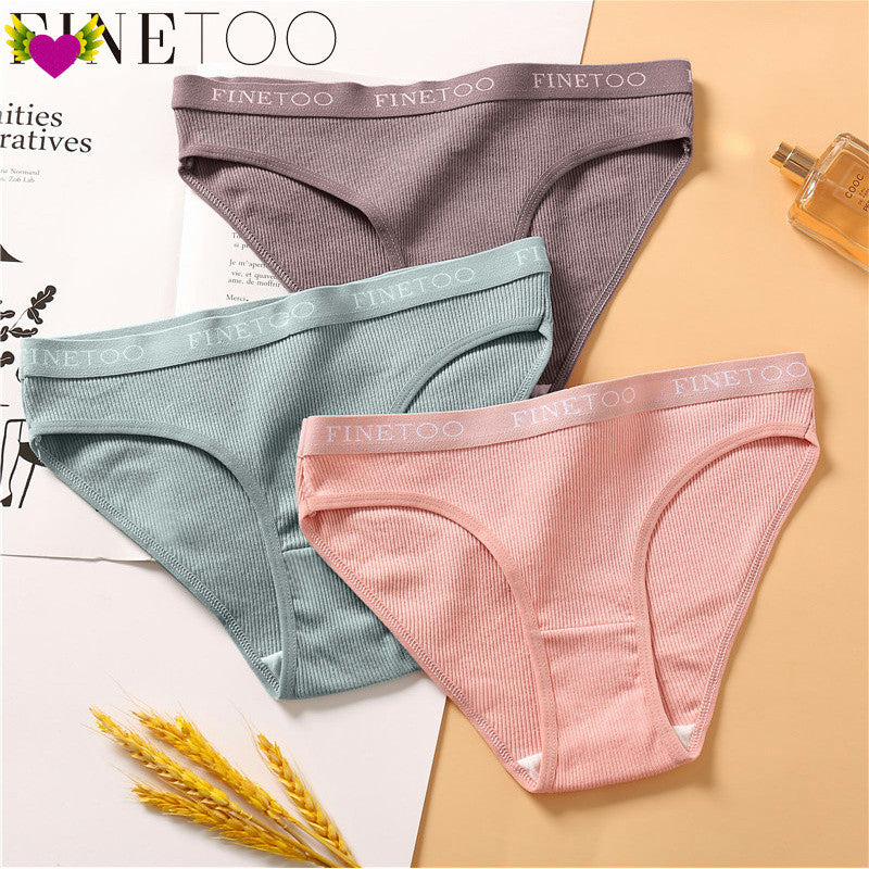 3 Pieces Set Of Women's Underwear Cotton Sexy Panties