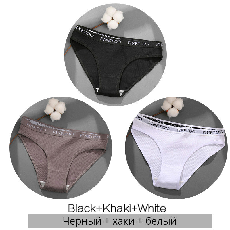 3 Pieces Set Of Women's Underwear Cotton Sexy Panties
